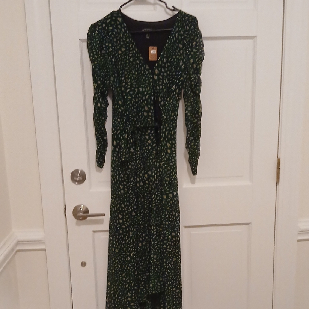 Susan Graver Dark Green Long Sleeve Dress